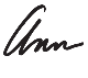 Image of Ann's signature.