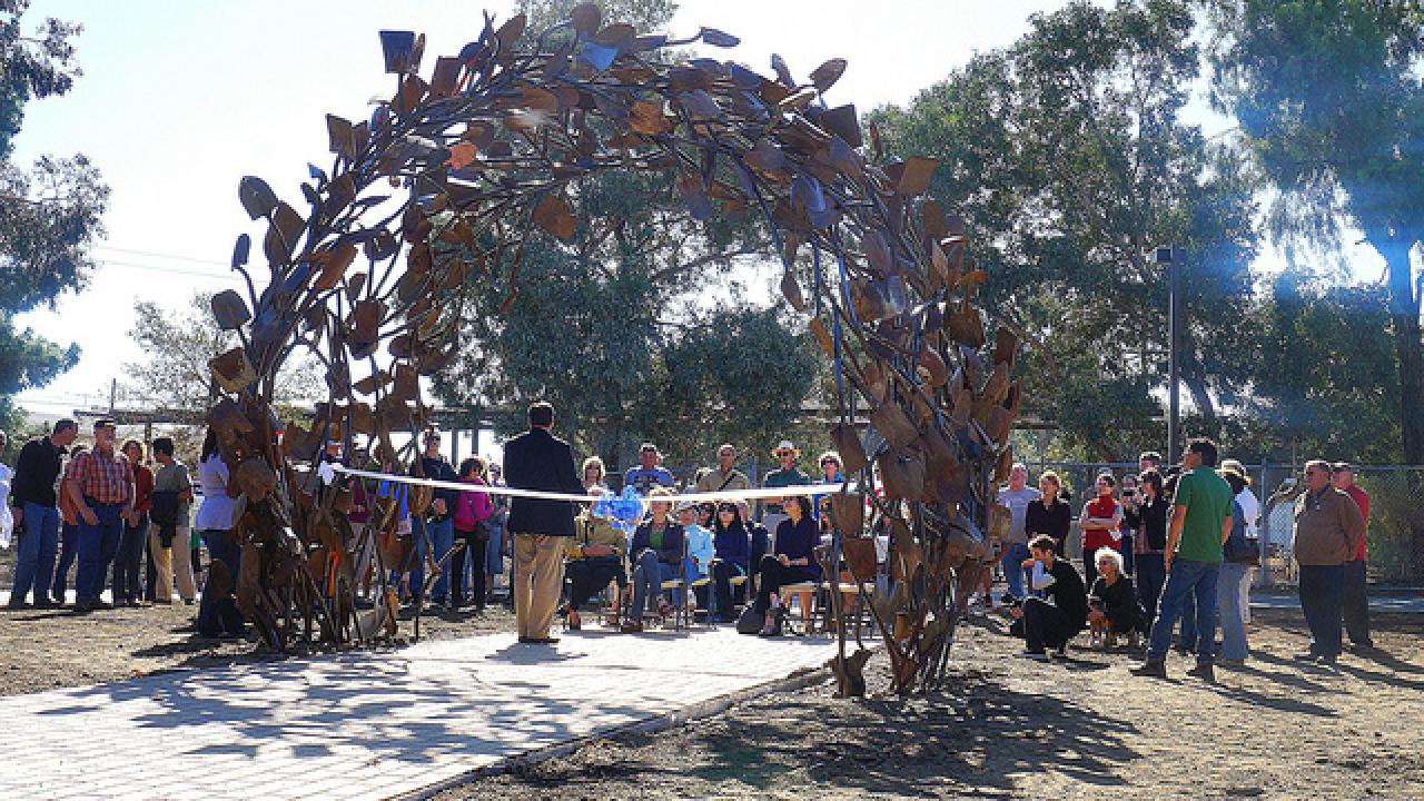 ribbon cutting of the shovel sculpture