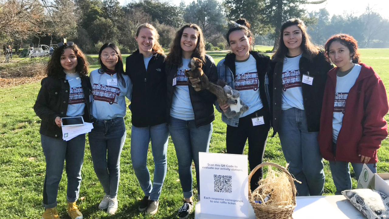 The Arboretum and Public Garden Learning by Leading Arboretum Ambassadors team has created a fun quiz to test your carbon neutrality knowledge. Arboretum Ambassadors student interns pose in front of their investigation station.