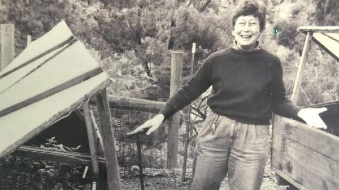 Nancy is remembered by staff as having a kind, approachable attitude that made her a natural leader in the community. Here she is in 1992 preparing for a plant sale at the nursery behind Arboretum Headquarters. Nancy Crosby