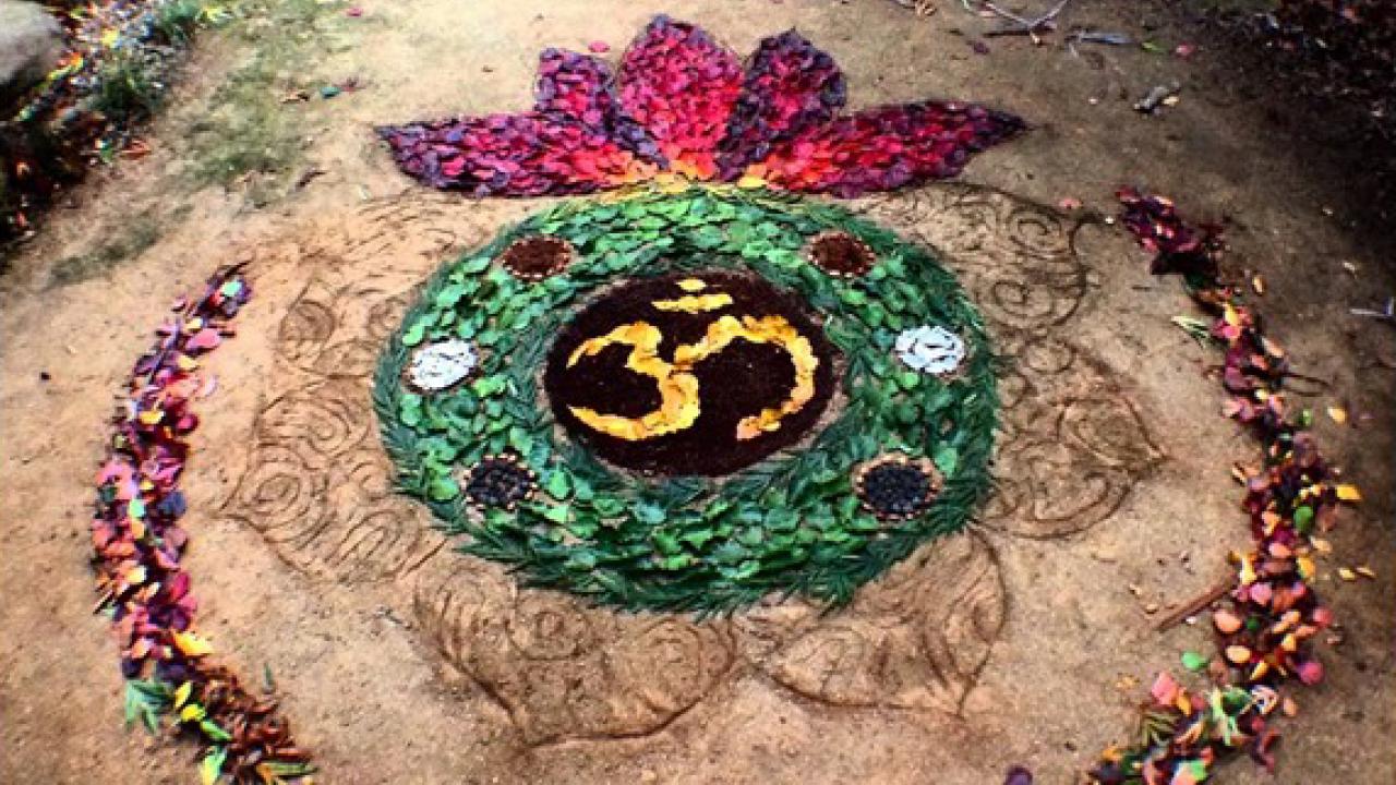 “Sites and Sounds of the Universe,” created by Landscape Architecture 1 students Cameron Erskine and Emily Lin. “Sites and Sounds of the Universe,” art on ground