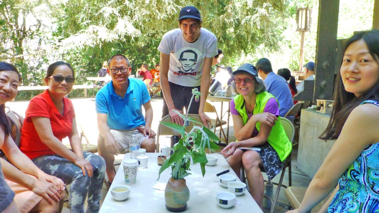 Image of the Tea and Conversation event on Wyatt Deck at UC Davis.