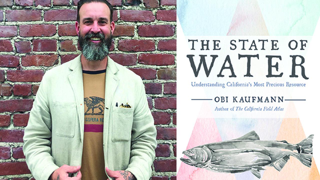 Image of Obi Kaufmann together with an image of his book cover The State of Water in California.