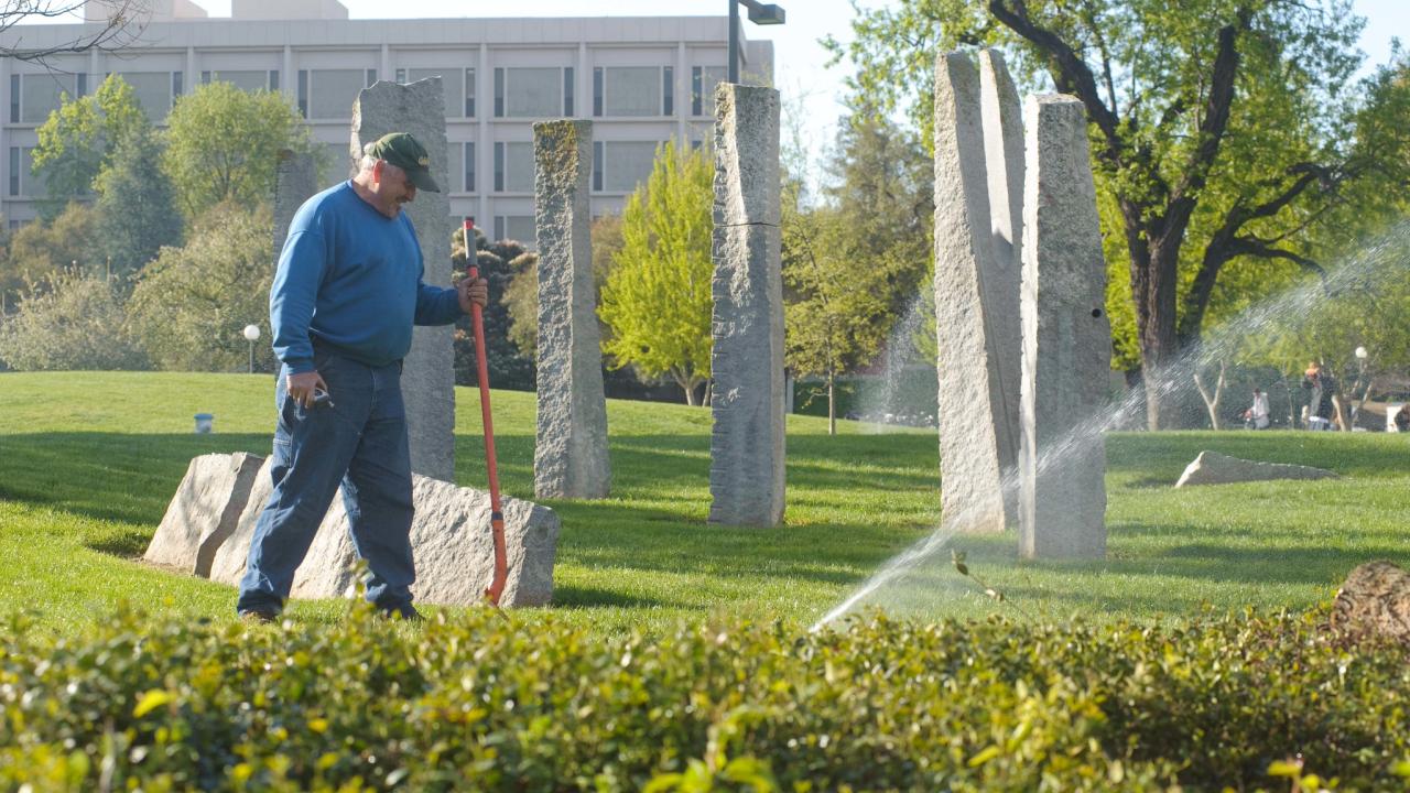 Sprinkler system on campus