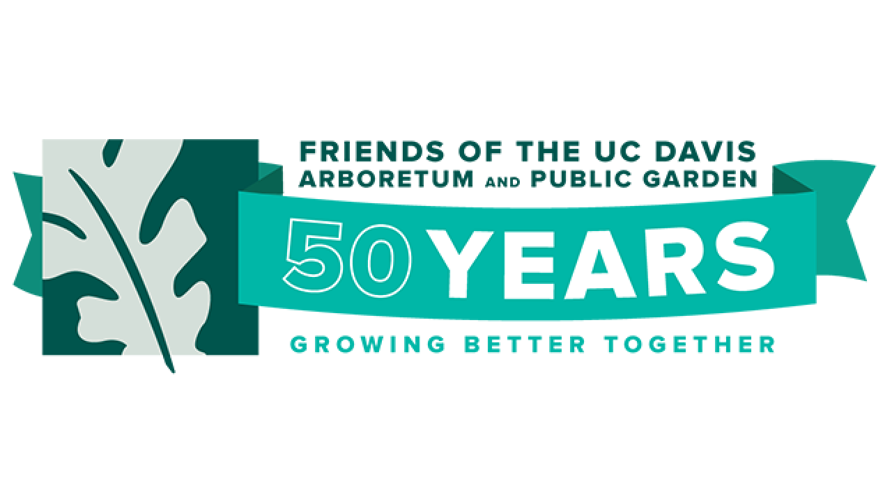 Image of the logo for the Friends of the UC Davis Arboretum and Public Garden 50th Anniversary.