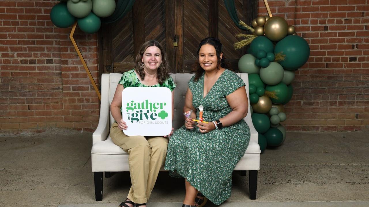 Image of Carmia Feldman and Melissa Cruz Hernandez at the inaugural Gather and Give event to benefit Girl Scouts.