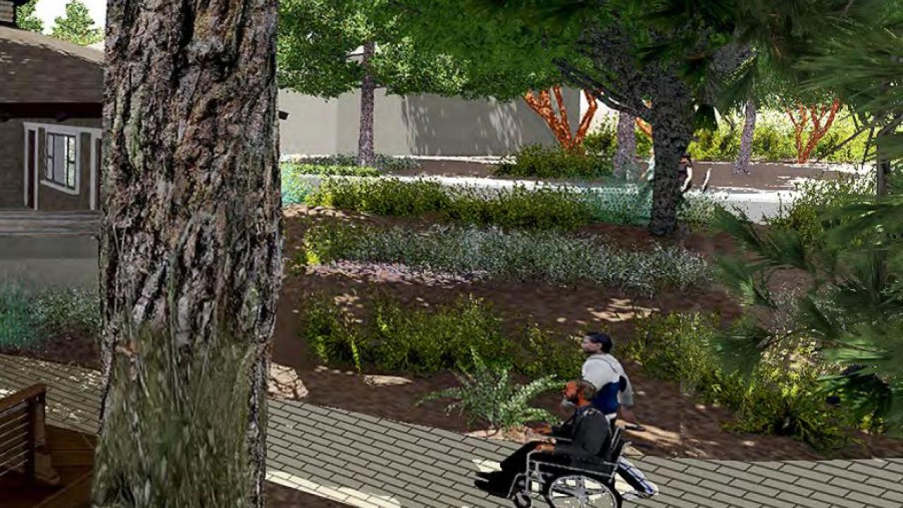 Rendering of new design for Wyatt Deck in the UC Davis Arboretum.