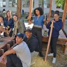 Image of UC Davis students creating the Hunt Hall Courtyard landscape.