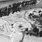 Aerial view of the gazebo construction site.