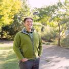 Image of Tyler Kern, UC Davis' first campus forester, in the Arboretum.