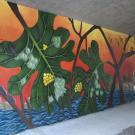 Image of the A Street Bridge mural in the UC Davis Arboretum.