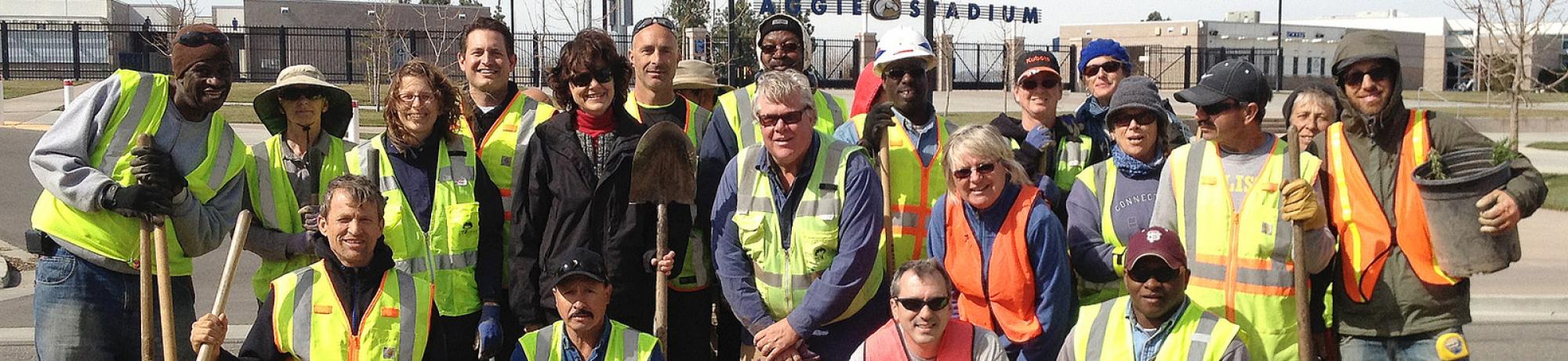 Image of Arboretum and Public Garden staff during the La Rue Road median landscape conversion.