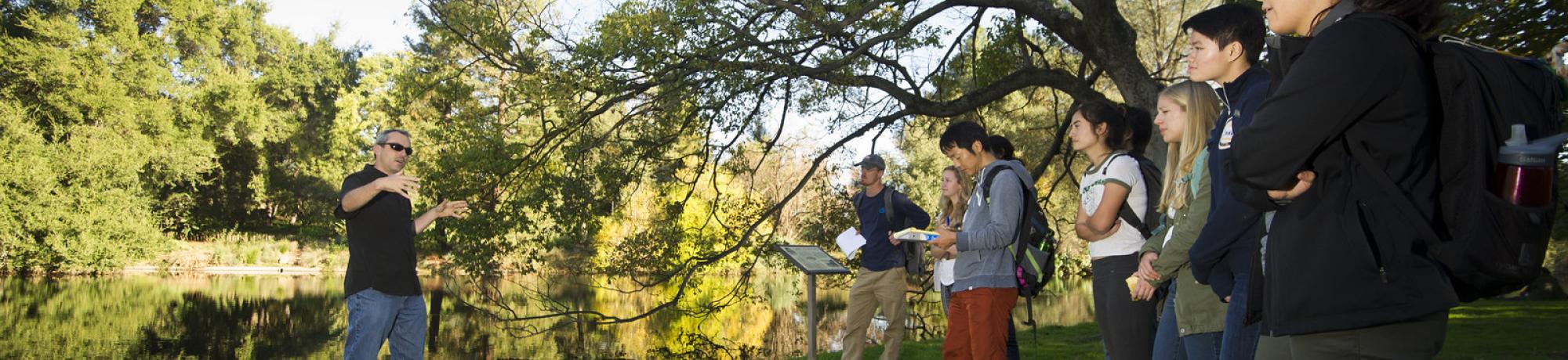 Image of class along the UC Davis Arboretum Waterway.