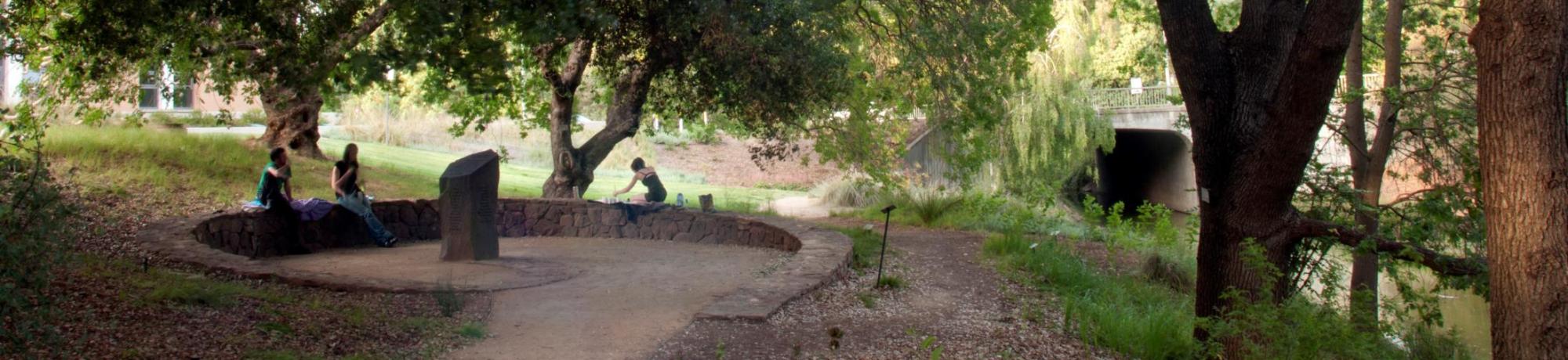 Students in the Native American Contemplative Garden